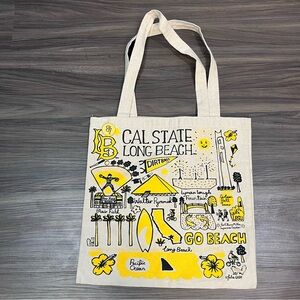 Cal State Long Beach College Icons Cavas Tote Bag With Pin